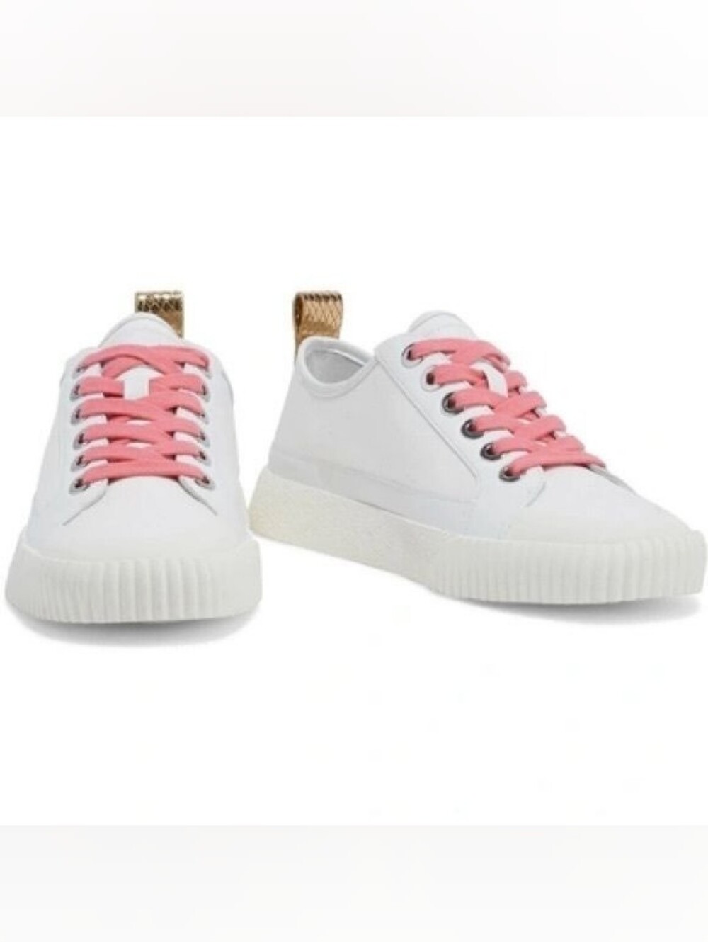 Veronica Beard Praise White Canvas Leather Low-Top Sneakers 8